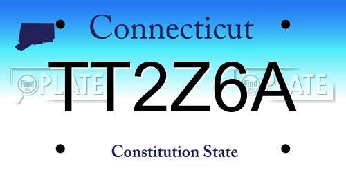 TT2Z6A Connecticut License Plate