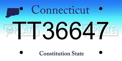 TT36647 Connecticut License Plate