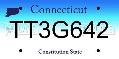 TT3G642 Connecticut License Plate