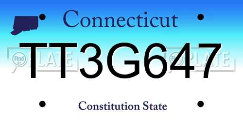 TT3G647 Connecticut License Plate