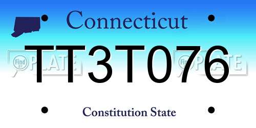 TT3T076 Connecticut License Plate