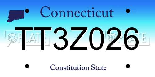 TT3Z026 Connecticut License Plate