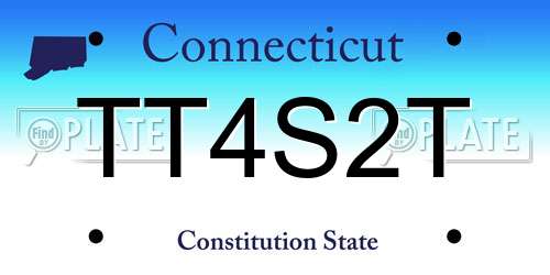 TT4S2T Connecticut License Plate