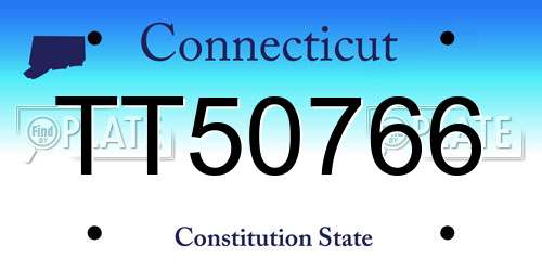 TT50766 Connecticut License Plate