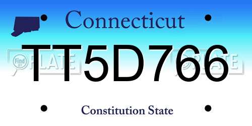 TT5D766 Connecticut License Plate