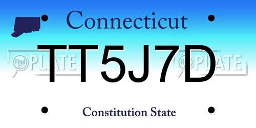 TT5J7D Connecticut License Plate