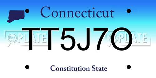 TT5J7O Connecticut License Plate
