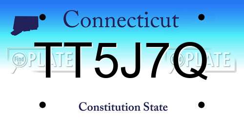 TT5J7Q Connecticut License Plate