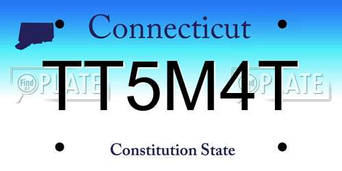 TT5M4T Connecticut License Plate