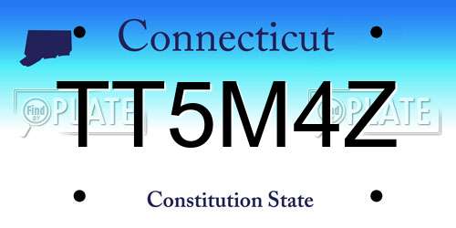 TT5M4Z Connecticut License Plate