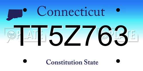 TT5Z763 Connecticut License Plate