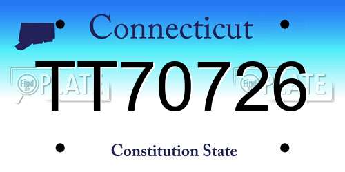 TT70726 Connecticut License Plate