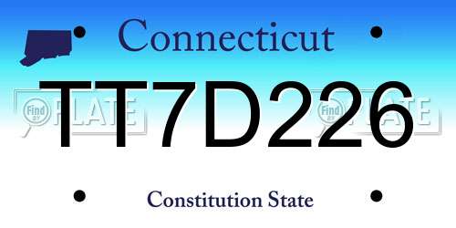 TT7D226 Connecticut License Plate
