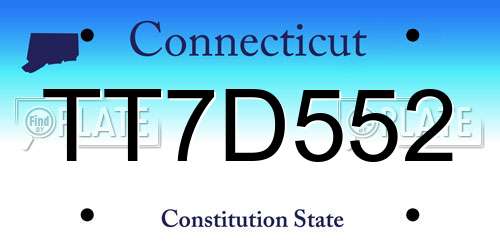 TT7D552 Connecticut License Plate