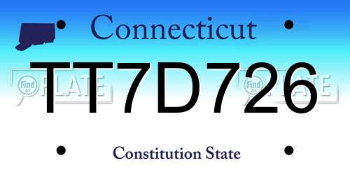 TT7D726 Connecticut License Plate