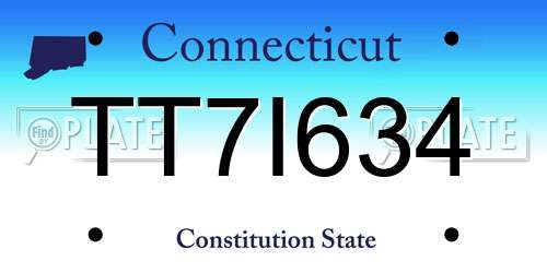 TT7I634 Connecticut License Plate
