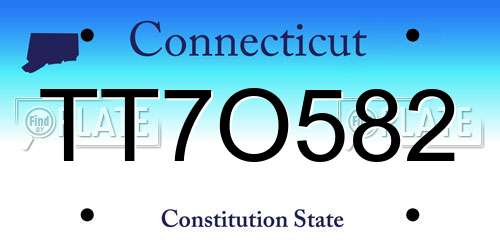 TT7O582 Connecticut License Plate