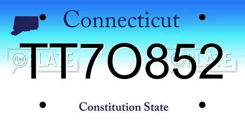 TT7O852 Connecticut License Plate