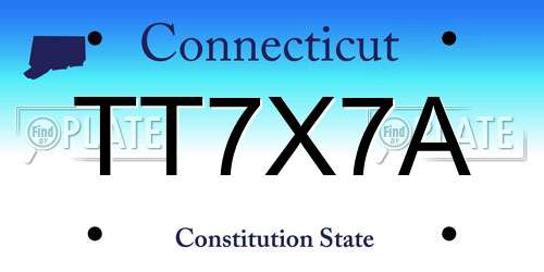 TT7X7A Connecticut License Plate