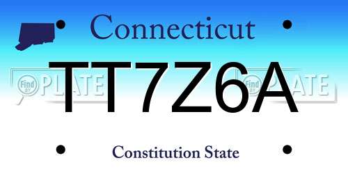 TT7Z6A Connecticut License Plate