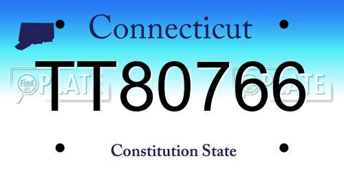 TT80766 Connecticut License Plate