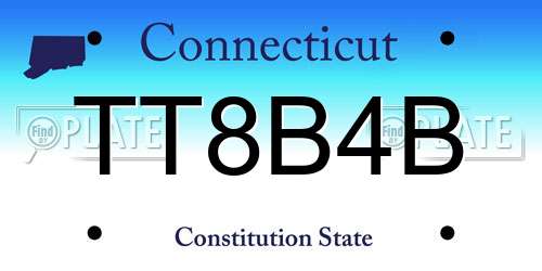 TT8B4B Connecticut License Plate