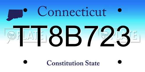 TT8B723 Connecticut License Plate