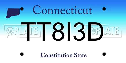 TT8I3D Connecticut License Plate
