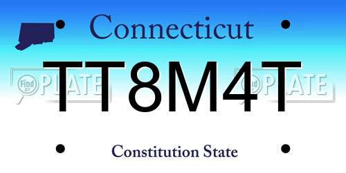 TT8M4T Connecticut License Plate