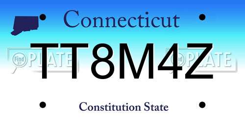 TT8M4Z Connecticut License Plate