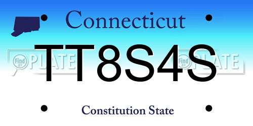 TT8S4S Connecticut License Plate