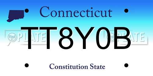 TT8Y0B Connecticut License Plate