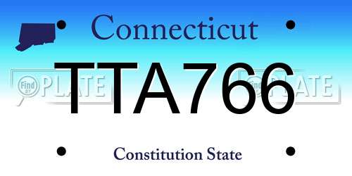 TTA766 Connecticut License Plate