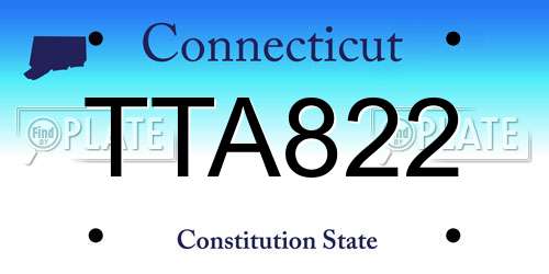 TTA822 Connecticut License Plate