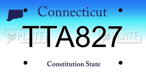 TTA827 Connecticut License Plate