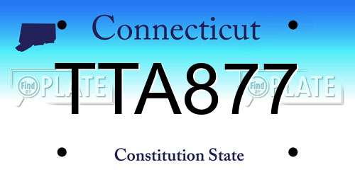 TTA877 Connecticut License Plate