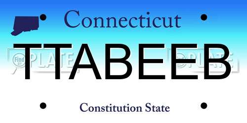 TTABEEB Connecticut License Plate
