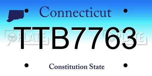 TTB7763 Connecticut License Plate
