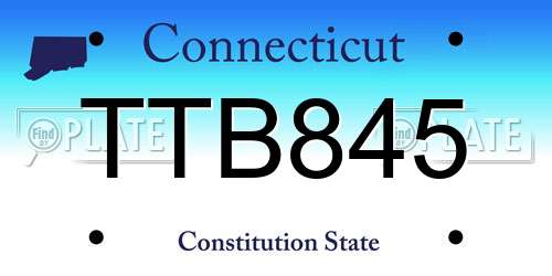 TTB845 Connecticut License Plate