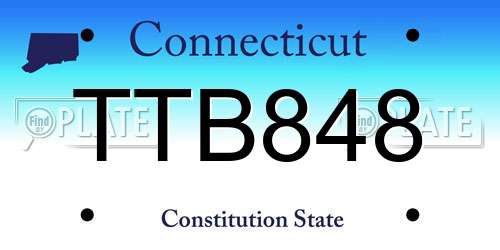 TTB848 Connecticut License Plate