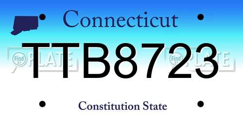TTB8723 Connecticut License Plate