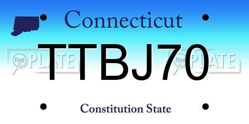 TTBJ70 Connecticut License Plate