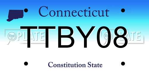 TTBY08 Connecticut License Plate