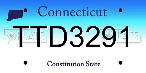 TTD3291 Connecticut License Plate