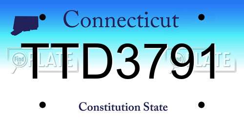 TTD3791 Connecticut License Plate