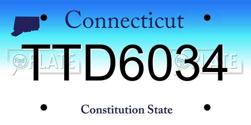 TTD6034 Connecticut License Plate
