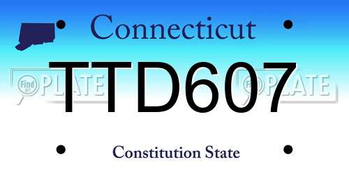 TTD607 Connecticut License Plate