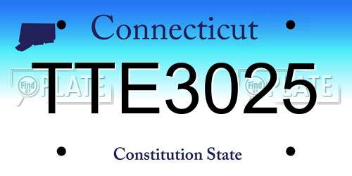 TTE3025 Connecticut License Plate