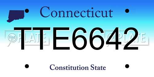 TTE6642 Connecticut License Plate