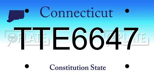 TTE6647 Connecticut License Plate
